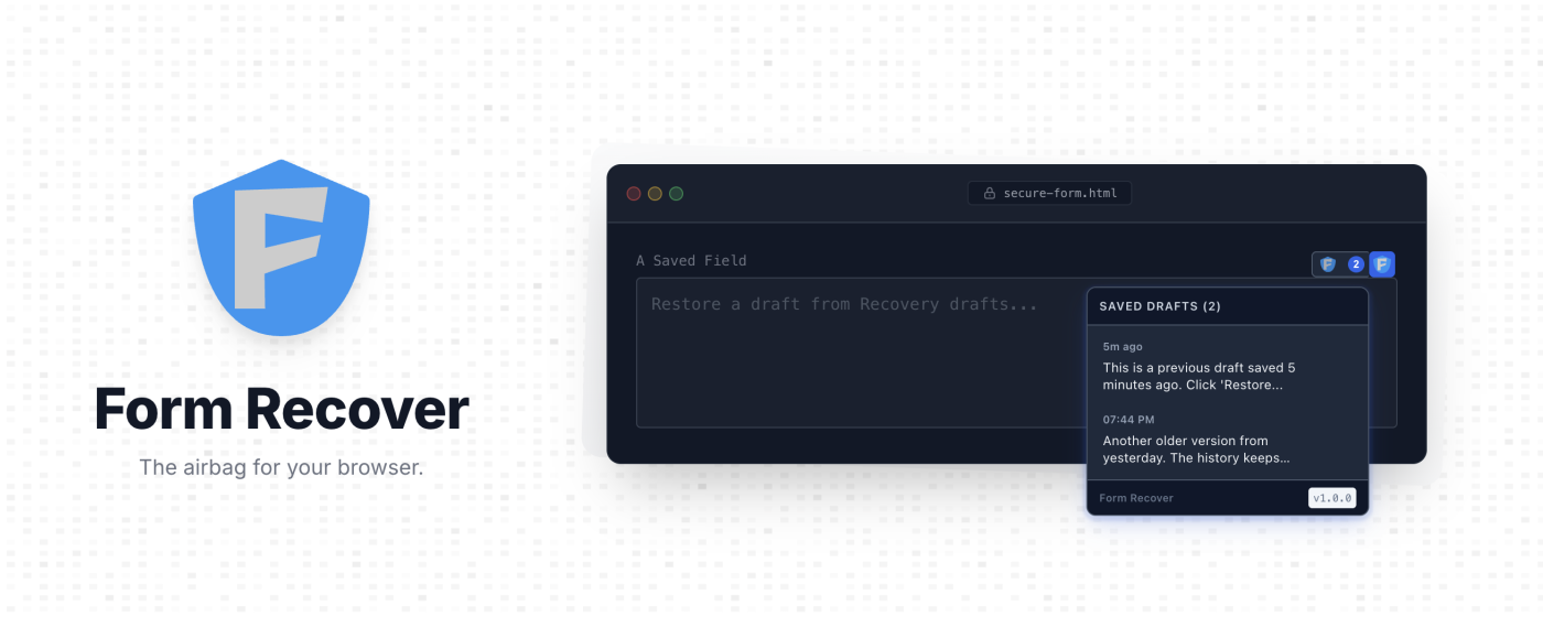 Form Recover Marquee