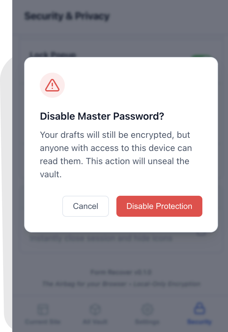 Disable Confirmation