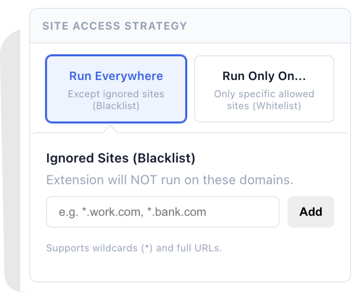 Settings Site Access