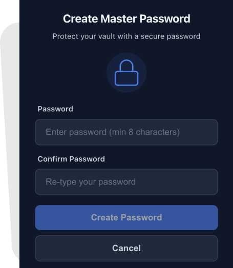 Master Password Interface